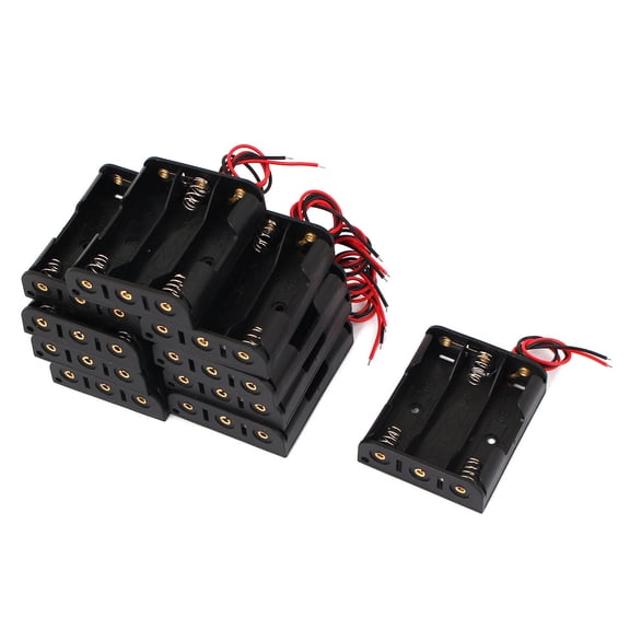 Uxcell 10Pcs 4.5V Power Supply 3 x 1.5V AA Battery Holder Case Box Wire Connector