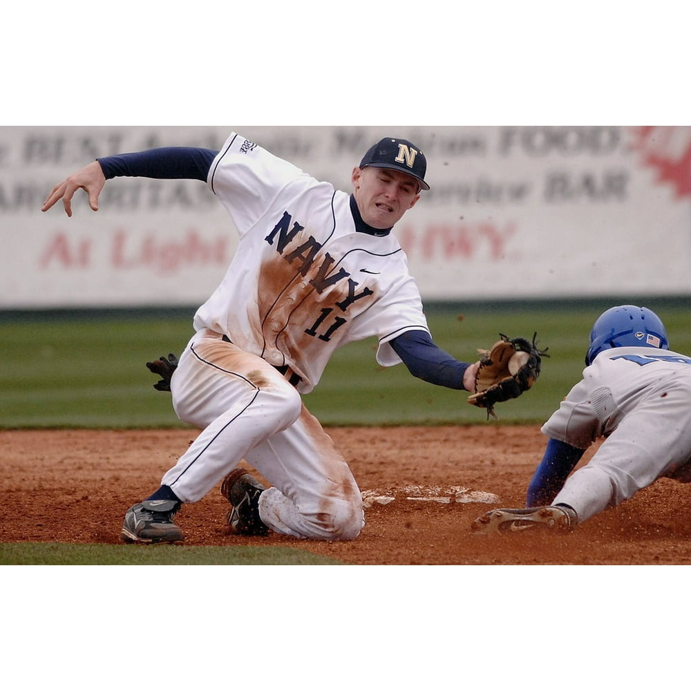 Game Sliding Ball Baseball Sports Tagging Glove24 Inch By 36 Inch Laminated Poster With Bright