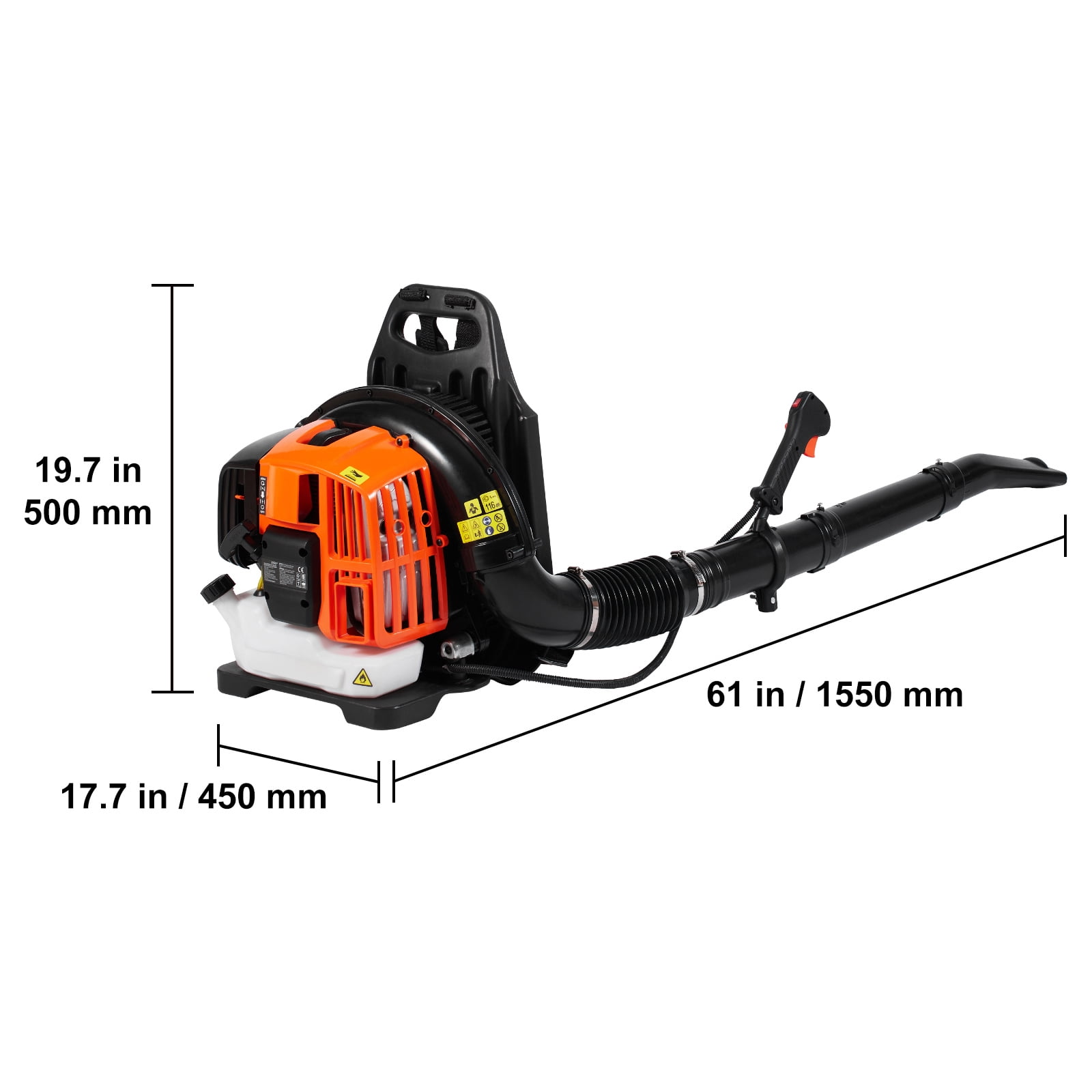 KFFKFF Rucksack Leaf Sweeper, 52CC Dual-Cycle Leaf Sweeper with 1.37L Gasoline Reservoir, 480CFM Air Capacity 175MPH Velocity, Suitable for Grass Maintenance, Leaf Disposal, and Snow Clearing