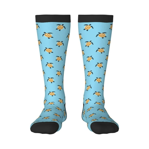 Fotbe Sea Turtle Calcetas Divertidas Estampadas para Hombre y Mujer, Calcetas de Algodón hasta la Rodilla para Caminar, Correr, Enfermería y Embarazo