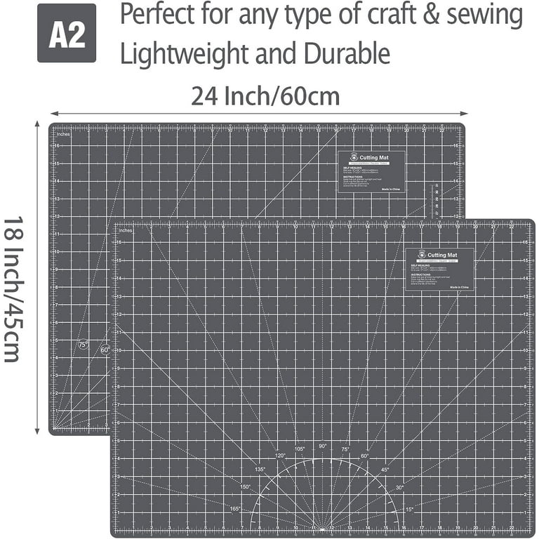 HEADLEY TOOLS - Self Healing Cutting Mat, 18 x 24 Rotary Cutting Mat, A2  Double Sided 5-Layer Craft Cutting Board for Fabric Quilting Sewing Hobby  Scrapbooking Arts and Crafts Project (Dark Gray) 