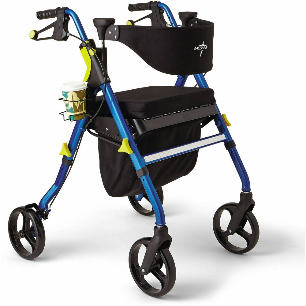 Medline Empower Rollator, Folding Rolling Walker, 8" Wheels, 300lb