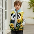 thumbnail image 7 of Xixirimido Cute Panda Vibrant Sunflower Pattern Kids Zip-up Vest for Girls Boys Sleeveless Fleece Vest with Pockets Stand Collar Jacket Kids Fall Winter Outwear for 7-8, 7 of 7