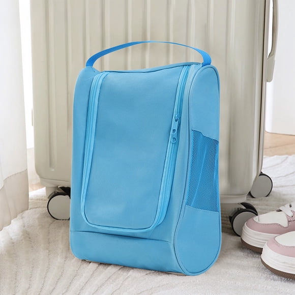 Bolsa Portátil para Guardar Zapatos de Viaje | Tela Oxford | Bolsa Transpirable de Gran Capacidad | para Zapatillas de Baloncesto/Tacones Altos | Azul | 23 X 12 X 33 Cm