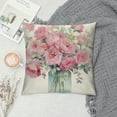 Creowell Pink Flower Floral Spring Throw Pillow Covers Mason Jar