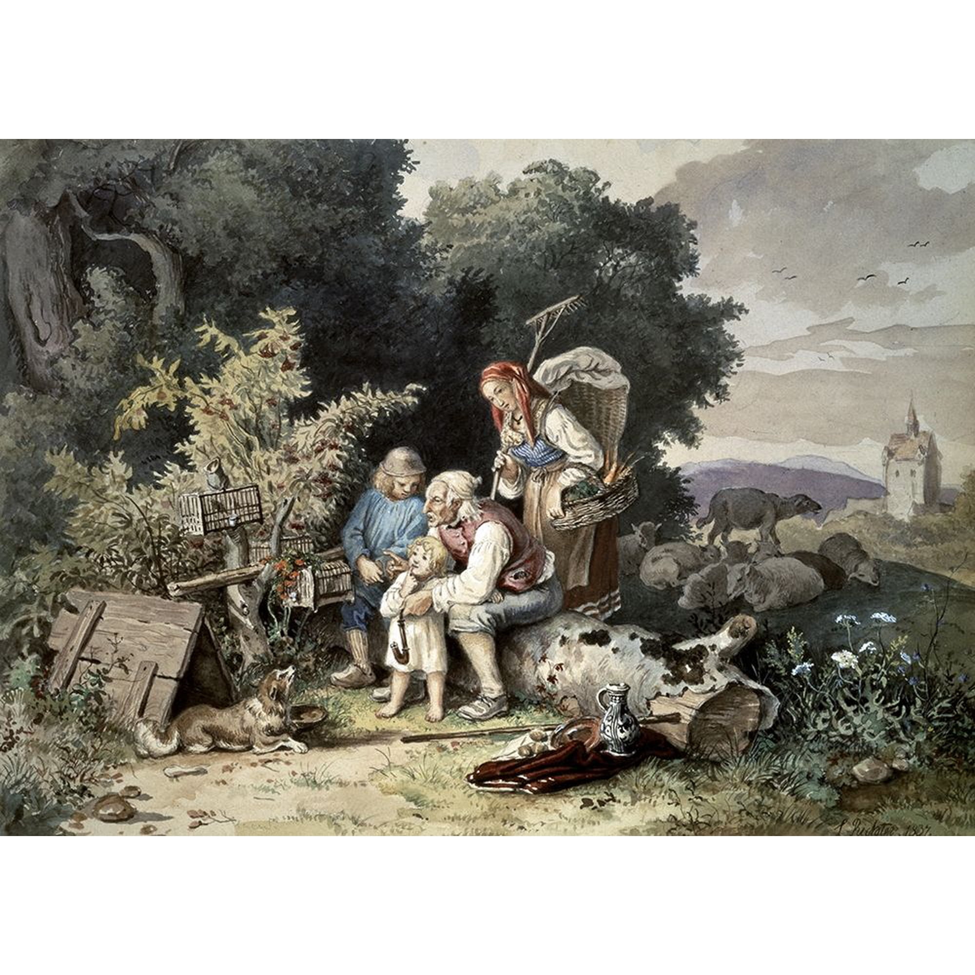 Shepherds Family Poster Print by Ludwig Richter (24 x 18)