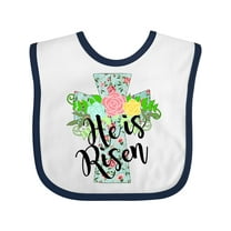 Inktastic He is Risen Floral Print Cross with Beautiful Flowers Boys or Girls Baby Bib