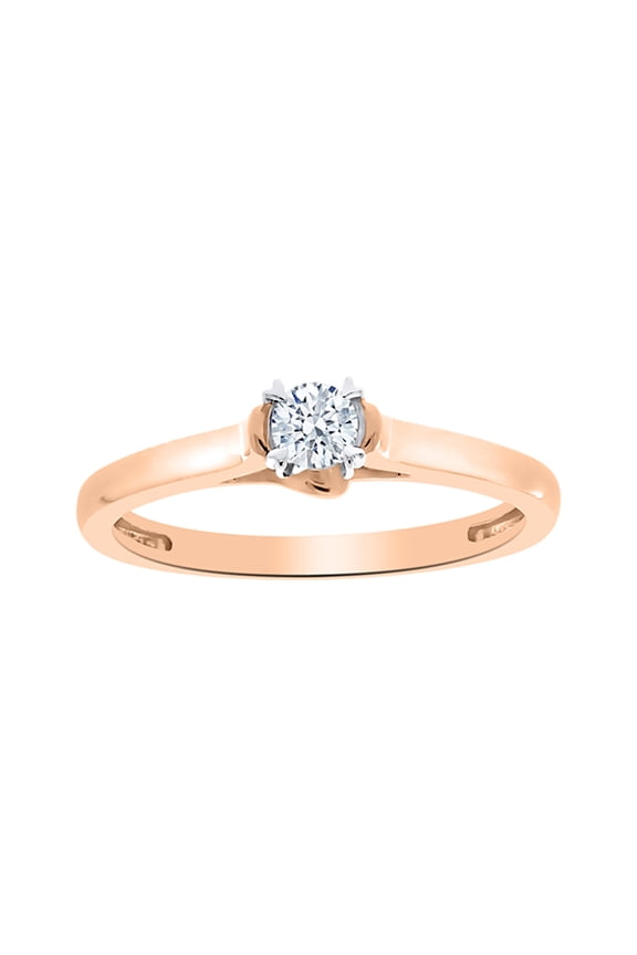 Diamond Solitaire Engagement Ring in 14K Rose Gold (1/6 cttw) (I-Color, SI3-I1 Clarity) (Size-9)