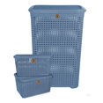 thumbnail image 1 of Cesto para ropa y cajas organizadoras La Ardilla Rattan con Tapa Azul, 1 of 4
