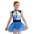 thumbnail image 1 of Hansber Robe Déguisement Alien pour Enfants Filles Manches Courtes en Tulle Métallique Robe Tutu Halloween Bleu 14, 1 of 7