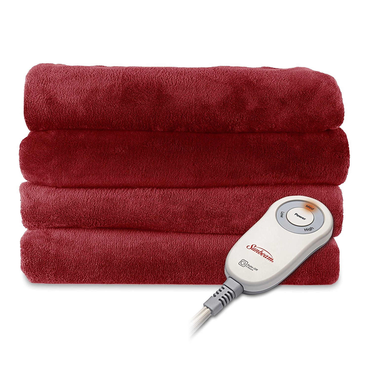 Sunbeam Heated Fleece Electric Blanket Twin Size 10 Hour Shut Off with a 6 Foot Cord Gray Grey 