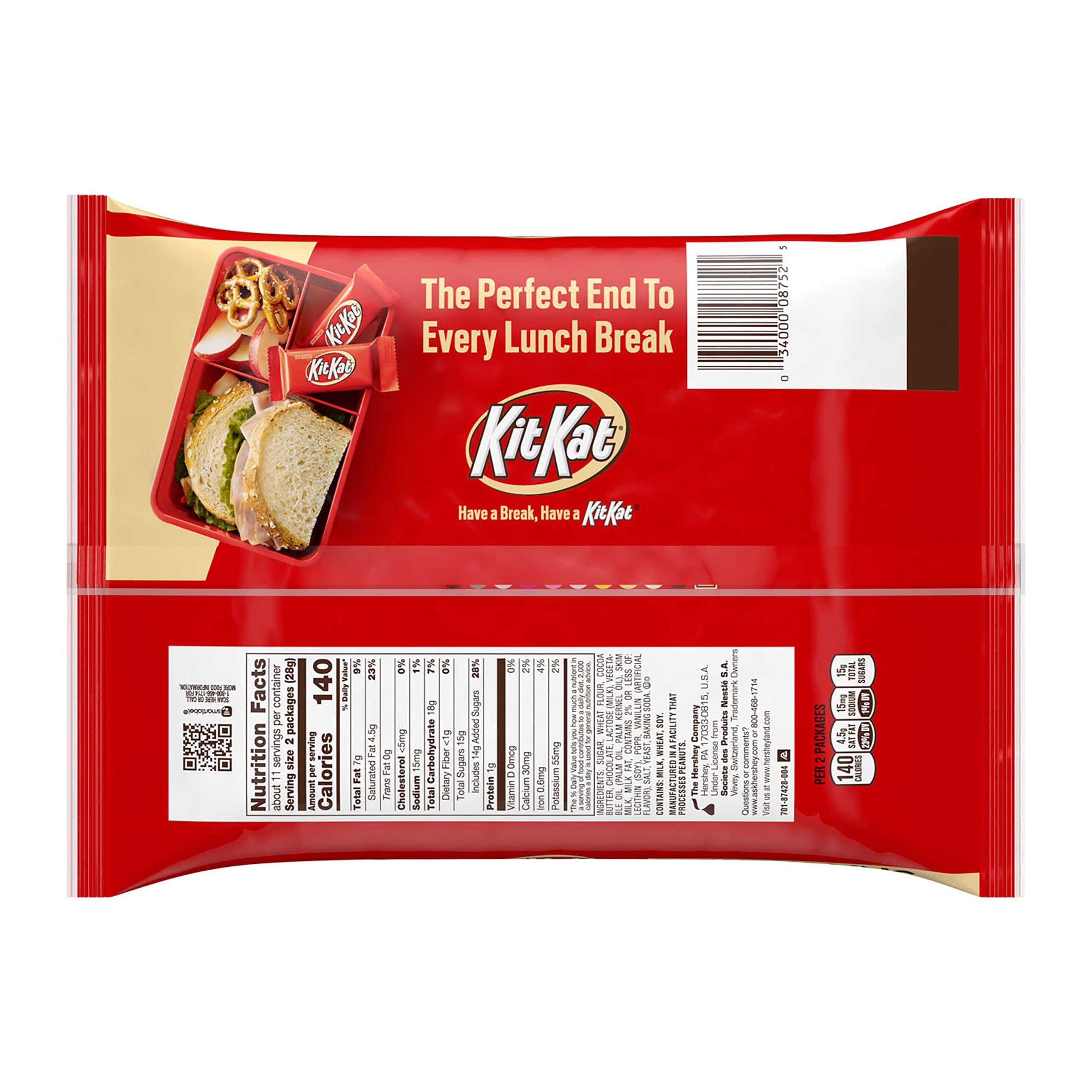 Pack of 2 - Kit Kat Milk Chocolate Wafer Snack Size, Christmas Candy Bag, 10.78 Oz Packaging May Vary