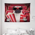 thumbnail image 1 of Pug Tapestry, Funny Dog Watching Movie Popcorn Soft Drink and Glasses Animal Photograph Print, Wall Hanging for Bedroom Living Room Dorm Decor, 80W X 60L Inches, Red Cream Ruby, by Ambesonne, 1 of 2