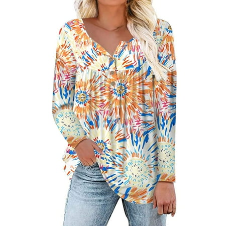 

ASEIDFNSA Corset Long Sleeve Top Tops Loose Fit Womens Tops Fall Shirts V Neck Blouses Buttons Up Tee Flowy Pleated Tunics
