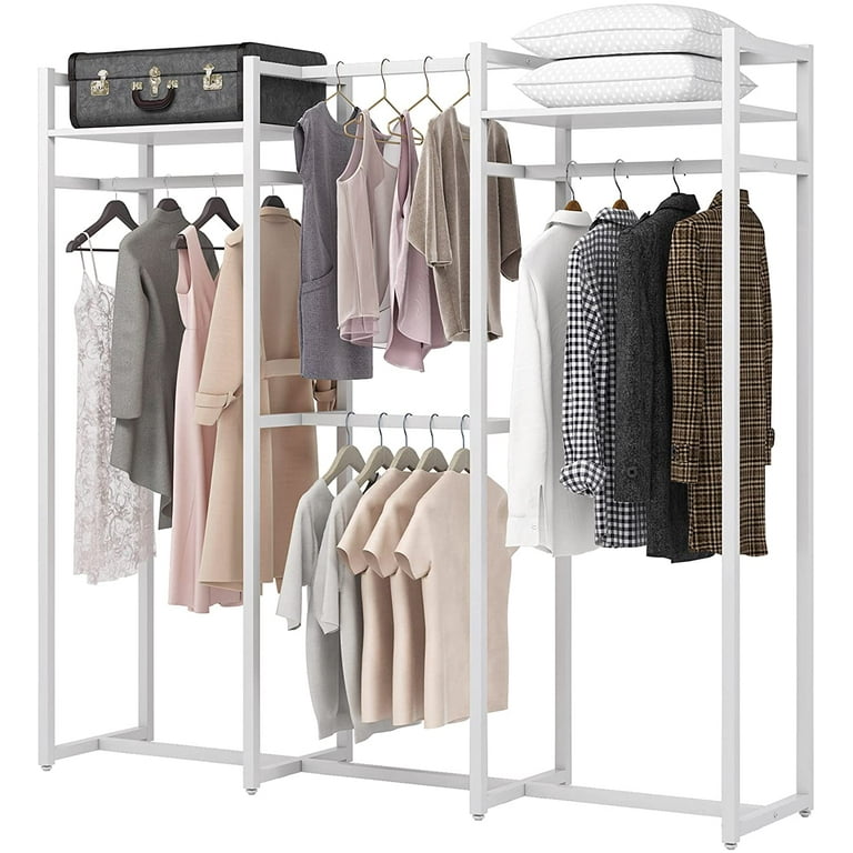 REIBII Freestanding Closet Organizer Bedroom Clothes Rack with Shelves –  Reibii