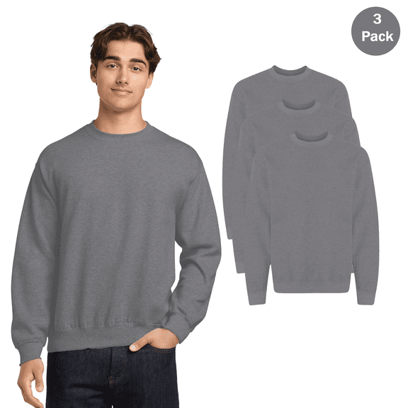 Gildan Men's Heavy Blend Sweatshirt, Long Sleeve Pullover Bulk 3-Pack Sweater, Graphite Heather, S