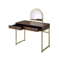 thumbnail image 6 of Coleen Walnut  Gold Finish Vanity Desk  Includes Mirror  Jewelry Tray for Bedroom Makeup, 6 of 7