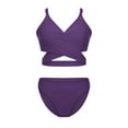 thumbnail image 5 of YiZYiF Kids Girls 3 Piece Athletic Tankini Swimsuit Bikini Bra Top with Briefs and Shorts Swim Set Purple 14Y, 5 of 7
