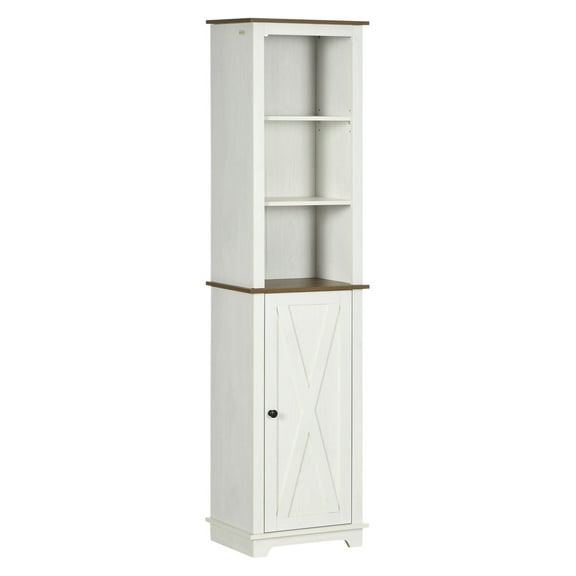 Bathroom Cabinet White Tall Slim Storage, Adjustable Shelves 15.5x11.75x63, Narrow Linen Tower