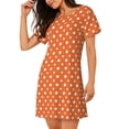 thumbnail image 2 of Balery Orange And White Polka Dot Camisón de manga corta con cuello redondo para mujer, cómodo y elegante., 2 of 6