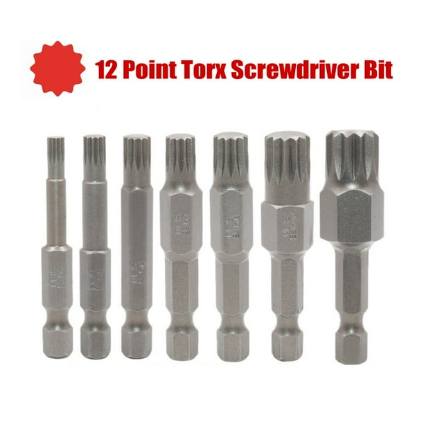 50mm 12 Point Torx Screwdriver Bit 6.35mm Hex Shank Magnetic -M-12
