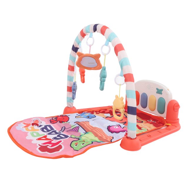 Alfombra de juego para bebés con piano, suave, transpirable y extraíble, con música para educación temprana, para gatear, color rojo