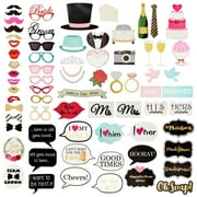 72 Pieces Wedding Photo Booth Props for Bridal Shower, Bachelorette Party, Photobooth Selfies, with Sticks and Stickers