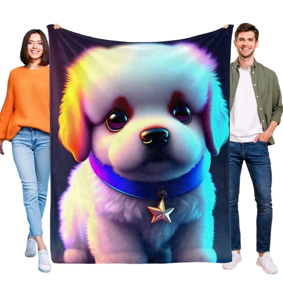 YUNJIANGYOU Cute Dog-Anti-Pilling Flannel Blanket Soft Lightweight Plush Fuzzy Cozy Luxury Blanket for Home and Kitchen Use – Perfect for Kids and Adults 40"x60"