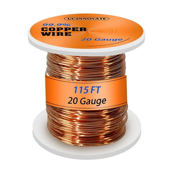 20 Gauge 99.9% Pure Copper Wire, 0.8mm Dia / 115Ft Soft Copper Wire for Jewelry Making and Craft Wire, 20 AWG Premium Flexible Bare Solid Copper Wire for Electroculture Gardening Plants