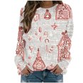 thumbnail image 4 of Uootdi Christmas Gifts Plus Size Gift Long Sleeve Sweatshirt for Women Funny Gnomes Red Wine Glass Xmas Tree Graphic Sweatshirts Crewneck, 4 of 6