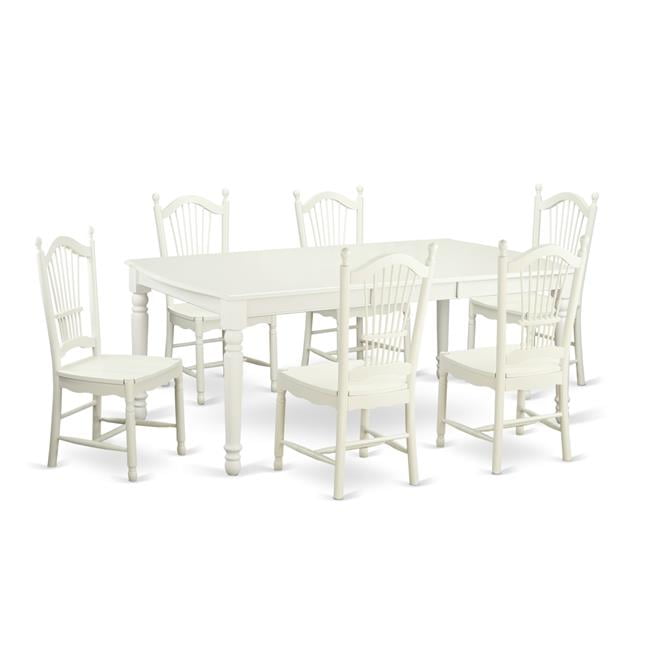 Dining Room Sets With 6 Kitchen Table 6 Chairs 44 Linen White