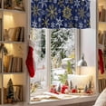 thumbnail image 3 of Valance Curtains for Kitchen Windows Merry Chrismas Golden SnowflakesRod Pocket Valance Winter Snow Blue BackShort Window Curtain Topper for Bedroom Living Room Bathroom 54x18in, 3 of 7
