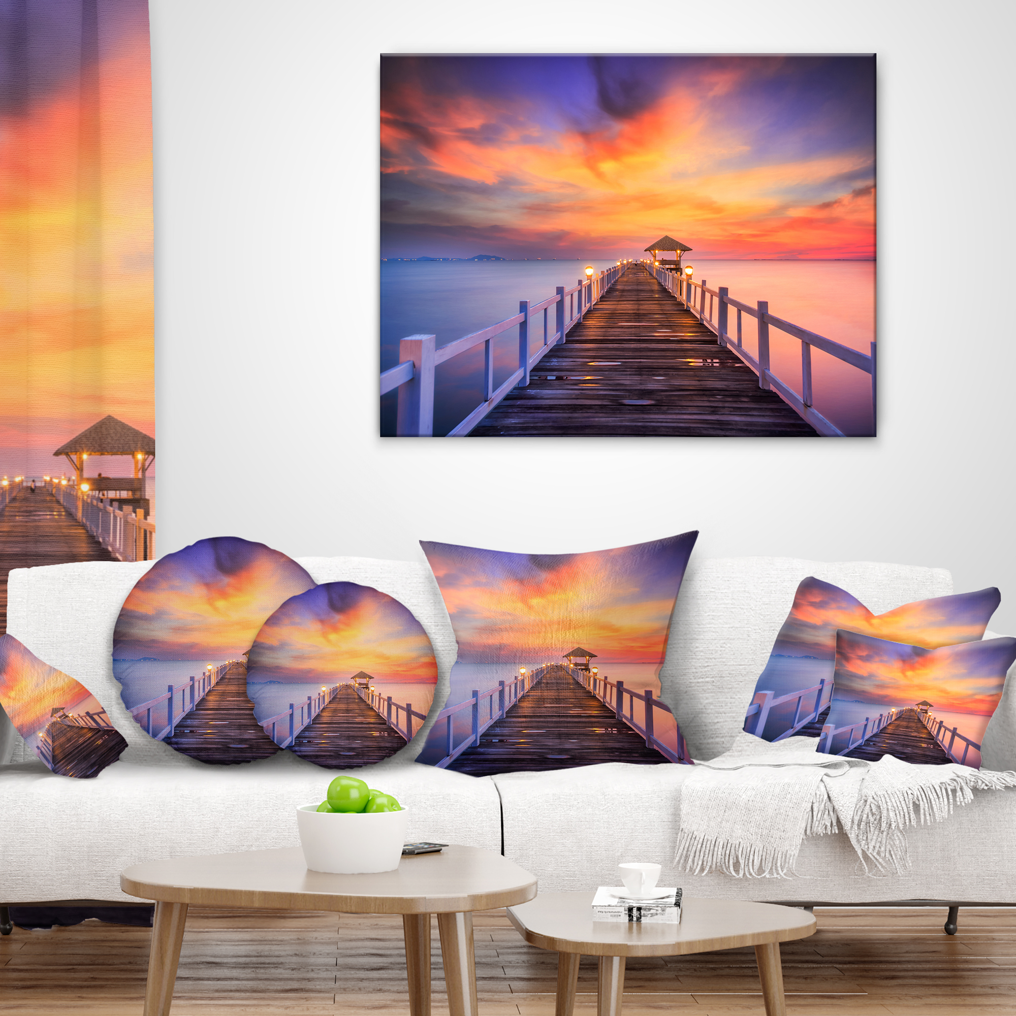 Designart Wooden Bridge - Landscape Photography Throw Pillow - 16x16