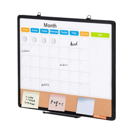 24"x18" Monthly Calendar Whiteboard & Cork Board Combo with Aluminum Frame