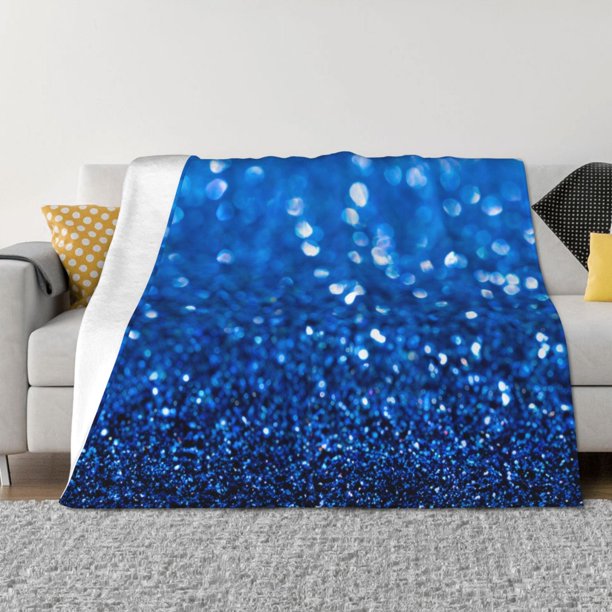 Fotbe A Blue Glitter Manta de Franela con Estampado, Manta Ultrasuave para Cama, Sofá, Auto, Hipoalergénica y Antibolitas-60"x50"