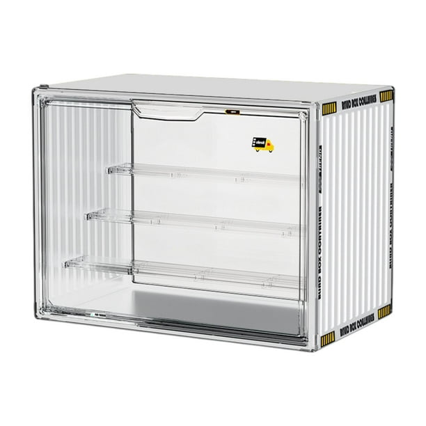 Vitrina de acrílico para objetos de colección, caja de almacenamiento de coches fundidos a presión con puerta Blanco grande