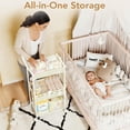 thumbnail image 3 of 3-Tier Diaper Caddy Organizer - Rolling Utility Baby Cart with Basket and Side Pockets for Nursery and Baby Essentials, Multi-Function Cart for Bedroom and Bathroom, Begie, 3 of 8