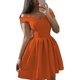 thumbnail image 1 of Vestido corto elegante de manga larga con escote en V y hombros descubiertos para mujer, 1 of 7