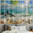 thumbnail image 2 of Orinice Dolphin Palm Tree Sea Shells Tapestry Wall Hanging Unique Style for Home Decor Living Room Bedroom Apartment Farmhouse Dorm 60x50inch, 2 of 6