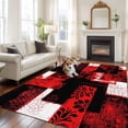 thumbnail image 2 of Red Black Area Rugs 5'x8', Washable Small Throw Rugs for Classroom Bedroom, Modern Abstract Art Botanical Indoor Outdoor Rug Non-Slip Low Pile Carpet Runner Reversible Floor Mats, 2 of 8
