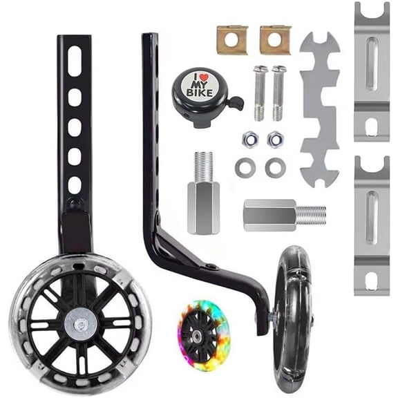 Training Wheels for Bike,with Axle Extenders,Compatible for Bikes of 12/14/16/18/20 Inch,Flash Mute Wheel,1 Pair