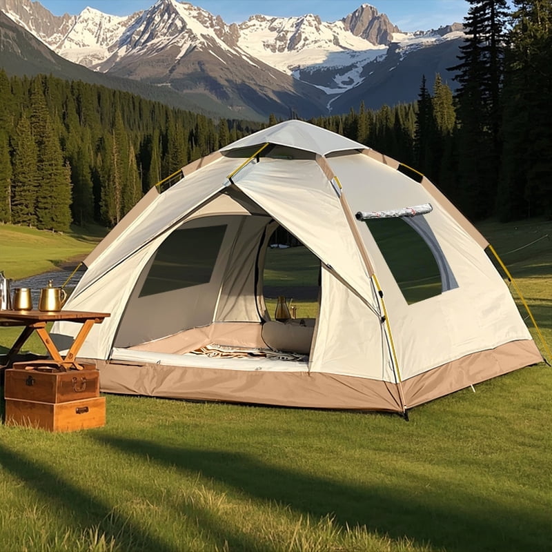 Fully Automatic Instant Setup Outdoor Tent for 4 People, Windproof Sun Protection Waterproof Camping Tent, Portable Pop Up Tent for Family Gatherings, Picnics, Camping, Park and Beach Trips