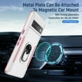 thumbnail image 2 of Nalacover Rugged Case for Google Pixel 8 with Rotated Ring Holder Kickstand Bracket, Military Grade PC + TPU Shockproof Cover with Magnetic Car Mount Lens Protective Case, White + Pink, 2 of 10