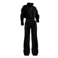 thumbnail image 2 of (clearance Sale)MSJUHEG Two Piece Sets Long Sleeve Tops Pantalones Para Mujer Short High Waisted High Necked Long Sleeved Top Elastic High Waisted Long Pants Sanitary Pants Set Fall Tops Black S, 2 of 6