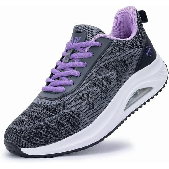 JOYFON Women's Walking Shoes Arch Support Orthotic Breathable Tennis Sneakers for Plantar Fasciitis Pain Relief GreyPurple 11