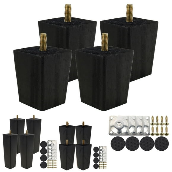 LOVEVER 4 Set Wooden Furniture Legs Sofa Legs Replacement Legs 6/15/20cm Solid Wood Table Legs Square Furniture Feet with Screws for Sofa Couch Chair Bed Table Cabinet
