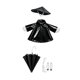 thumbnail image 1 of Divertido traje de ganso con impermeable que se ajusta a una estatua de 58 cm (23 pulgadas) para porche, jardín o patio. Negro, 1 of 8