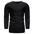 thumbnail image 4 of BADHUB Men's Cotton Linen T Shirts Big & Tall 3/4 Sleeve Lightweight Tee Shirt Solid Color Pull Up Sleeve Summer Tops 2025 Black M, 4 of 7