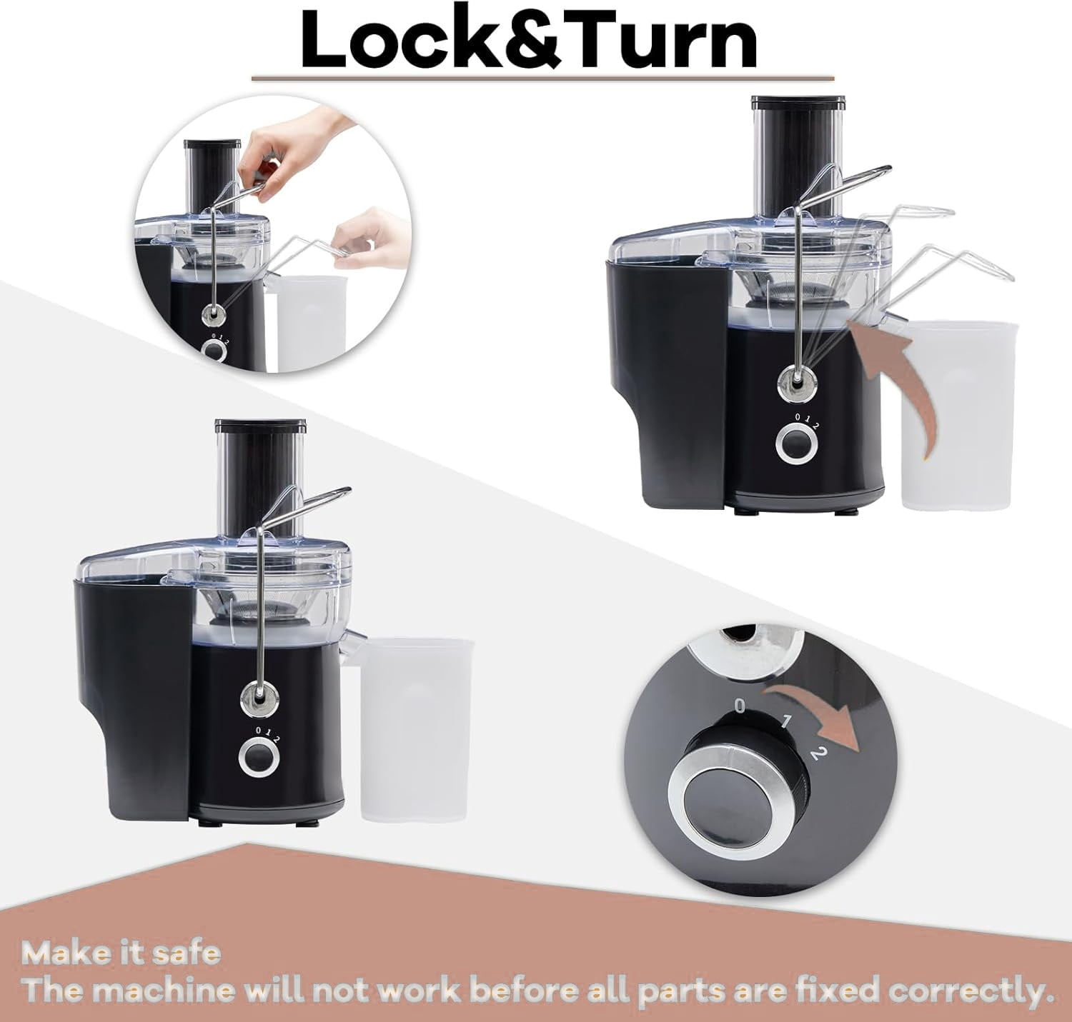 Juicer Machines, 480W Centrifugal Juicer Extractor with Wide Feed Chute for Whole Fruits and Vegetables, BPA-Free and Easy to Clean, Efficient High-Speed Juicing, Black