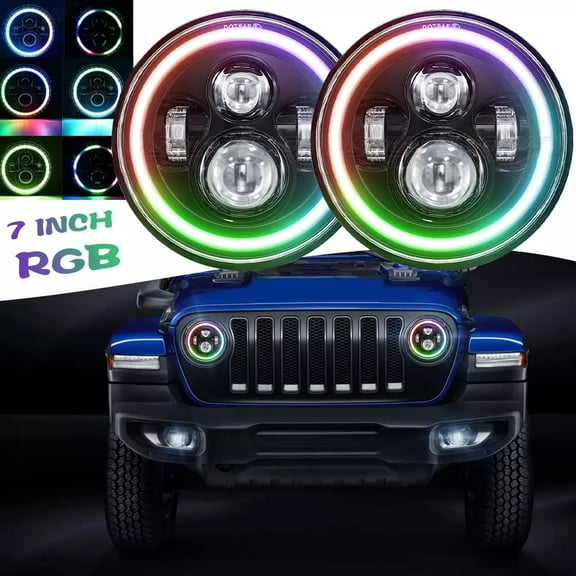 CHUSYYRAY for 1953-1977 Ford F100 F250 F350 Pickup - Pair 7" RGB LED Headlights Halo DRL